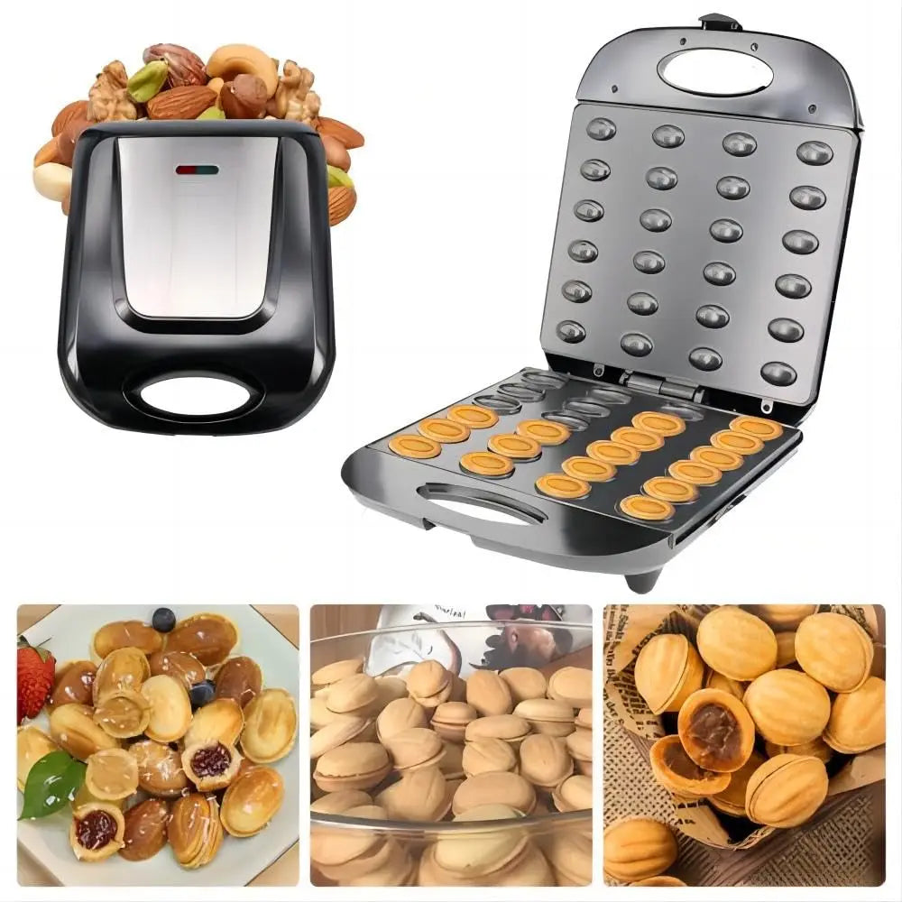 24 Walnut Cookie Maker, Non Stick Double Sided Walnut Cookie, Electric Maker Mold Maker Mini Nut