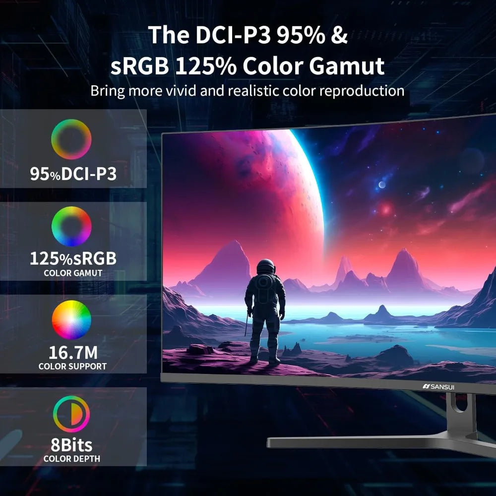 US Shipping 34 Inch Curved Gaming Monitor 3440x1440 165Hz 1500R HDR FreeSync 1ms
