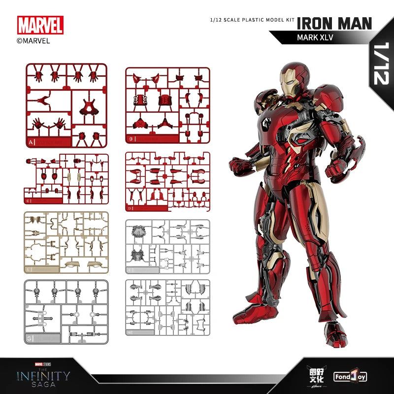 Original LED FondJoy Iron Man MK42 MK43 MK46 MK1 MK2 MK3 MK4 DIY Toys Action Figure Tony Stark Collection Anime Model Kids Gift