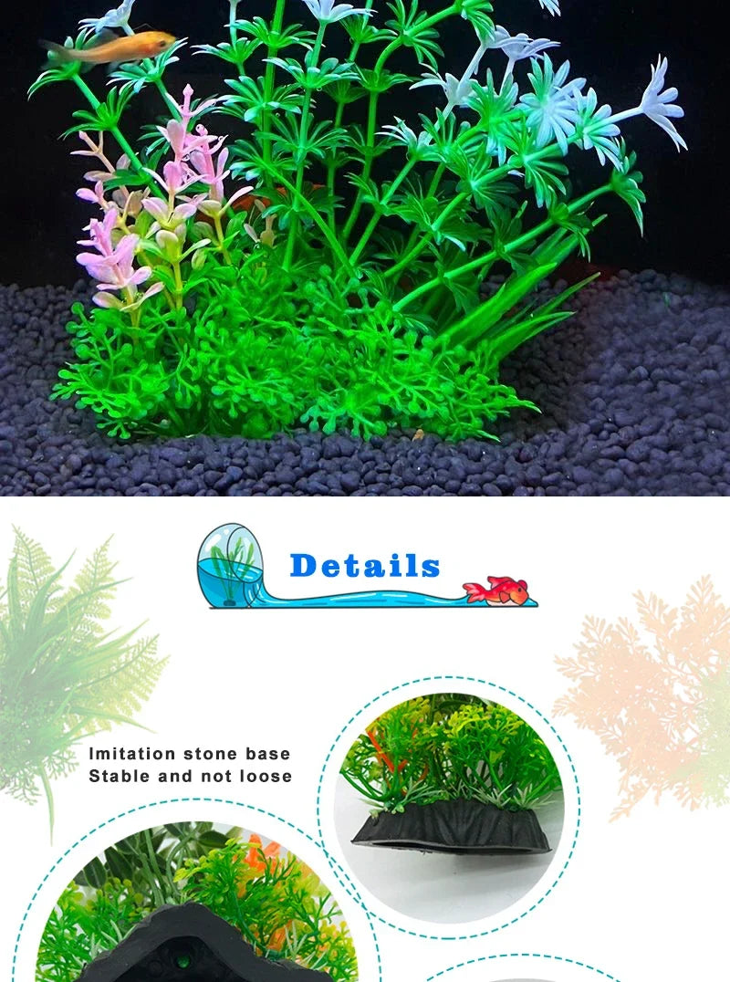 Fish Tank Ornament Plant Aquarium Artificial Decor Plants Simulation Water Grass Fish Bowl Plastic Weeds Decoration 5.5 inch
