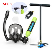 SEBIger 0.5L Diving diving tank Set and Full Face Mask for Beginner Swimmers,5-10 minutes underwater,Reusable,outdoor traveling