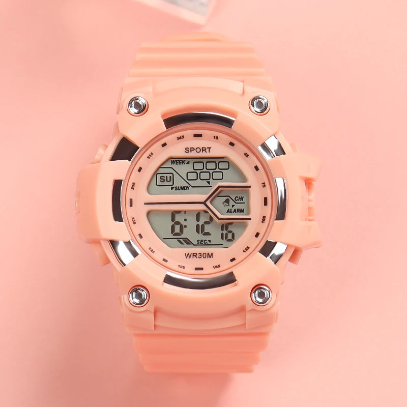 Fashion Kids Watches Multifunctional Electronic Wristwatch for Boys and Girls Student Waterproof Luminous Alarm-clock Calendar