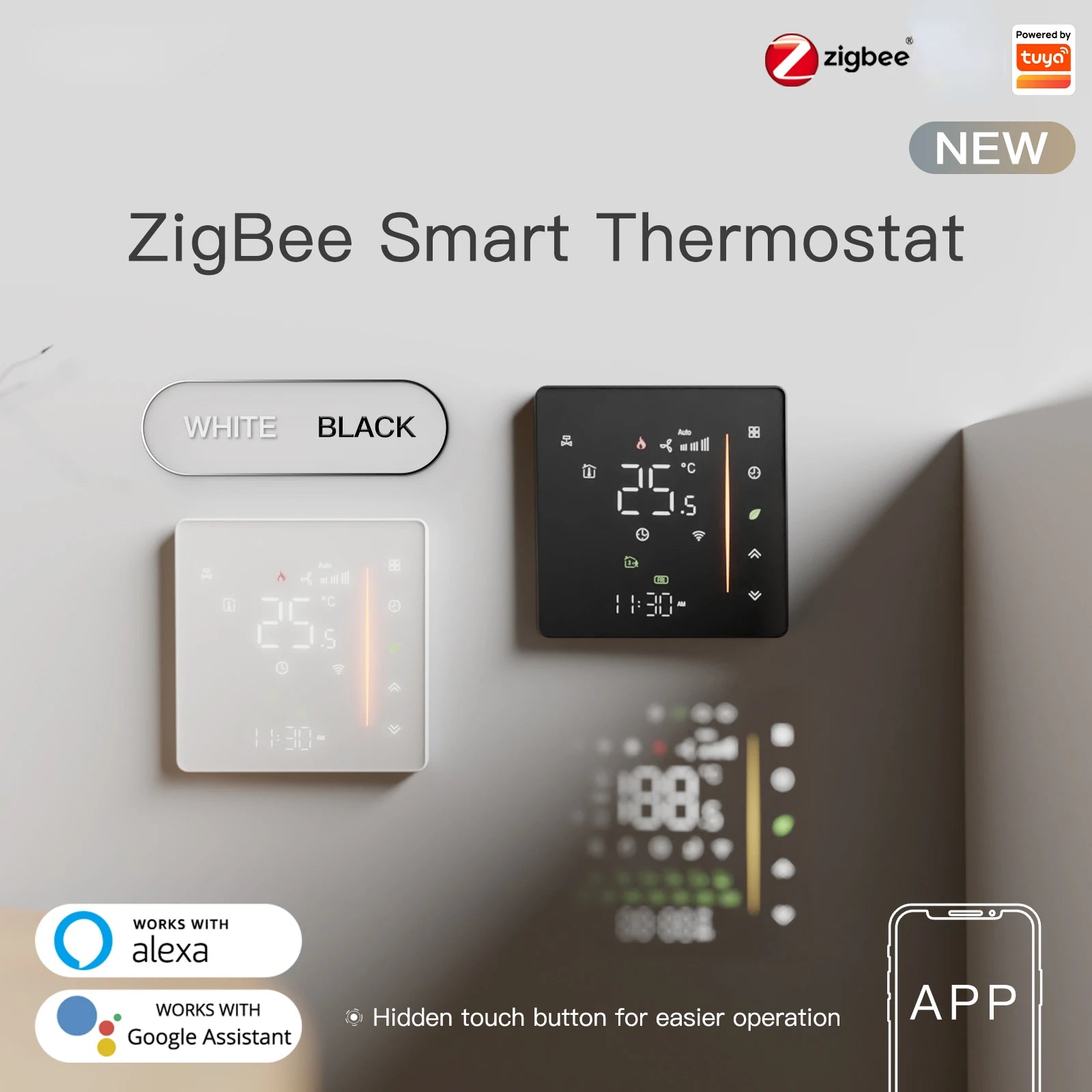 Moes Zigbee Thermostat Room Temperature Controller of Water/Electric Floor Heating Gas Boiler Humidity Tuya Work with Alex 5A16A