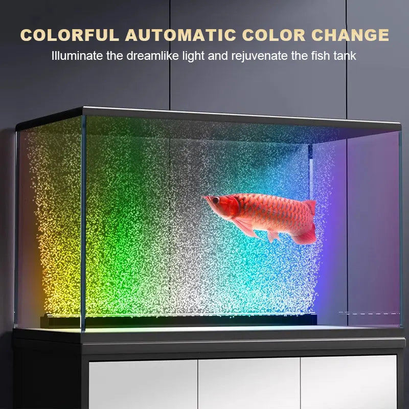 Fish Tank 46cm Colorful Slow Flash Submersible Light Aquarium Waterfall Bubble LED Light Automatic Color-changing Ambient Lamp