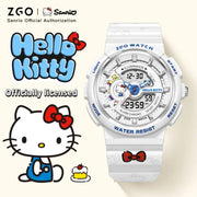 ZGO Sanrio Hello Kitty ladies' digital watch multi-functional dual-display waterproof sports watch for students gift 8573