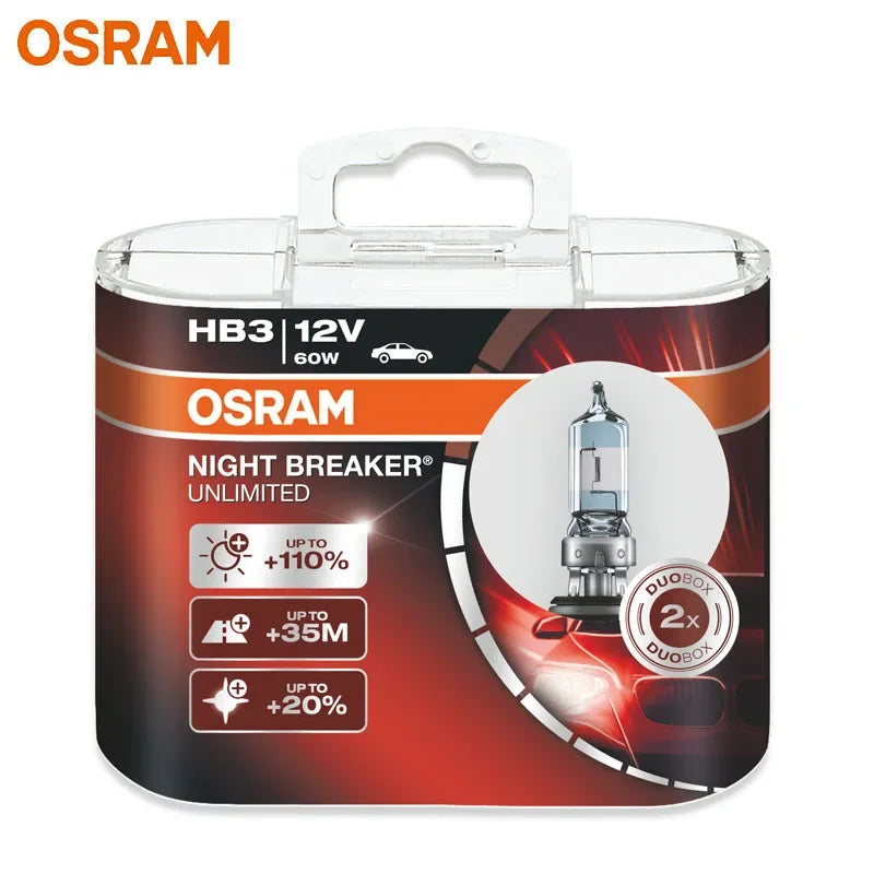 OSRAM Night Breaker Unlimited HB3 9005 P20d 12V 60W Car Halogen Headlight Original Bright White Upgarde Lamps 9005NBU USA 2x