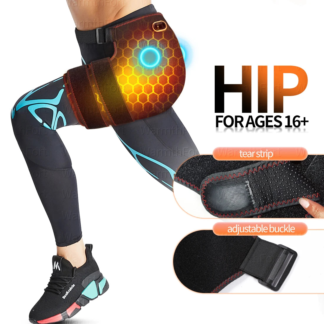 Heated Hip Support Brace Hip Heating Pad for Hip Sciatica Pain Relief with Massager Thigh Buttock Electric Heat Pad Family Gift