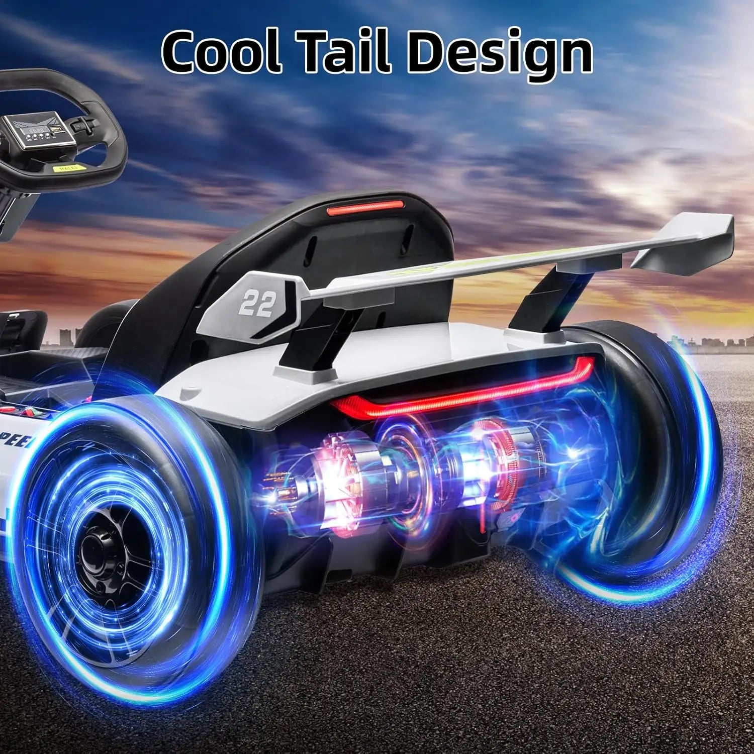 24V Electric Go Kart for Kids, 300W Dual Motor Drift Kart, 8.5 MPH, 2 Modes | Adjustable length,Slow Start Control,Brake pedal,Reinforced frame,EVA tires,LED lights