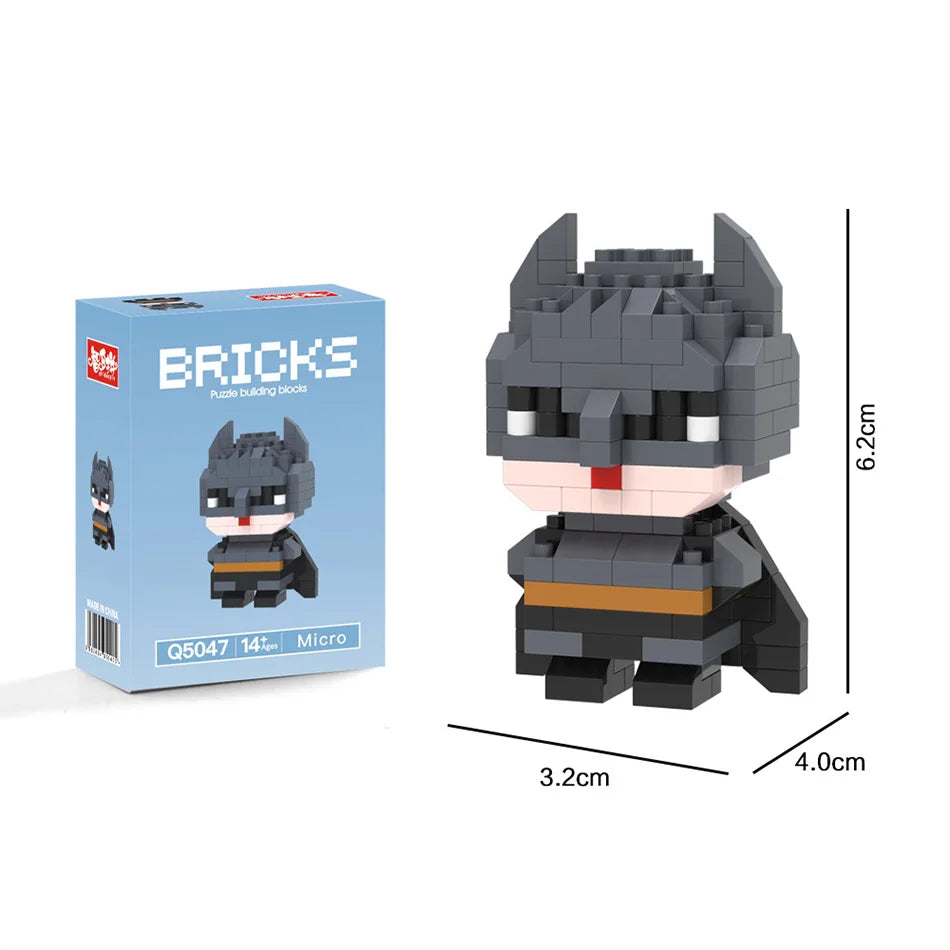 Spider-Man, Iron Man, Captain America & Batman Q-Version Mini Particle Building Blocks, Cartoon Merchandise, DIY Holiday Gift
