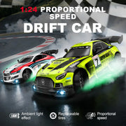 2.4G Wireless 4WD Drift RC Car 1:24 Scale With Cool Lights Stepless Speed Kids Remote Control Vehicle Christmas Birthday Gift