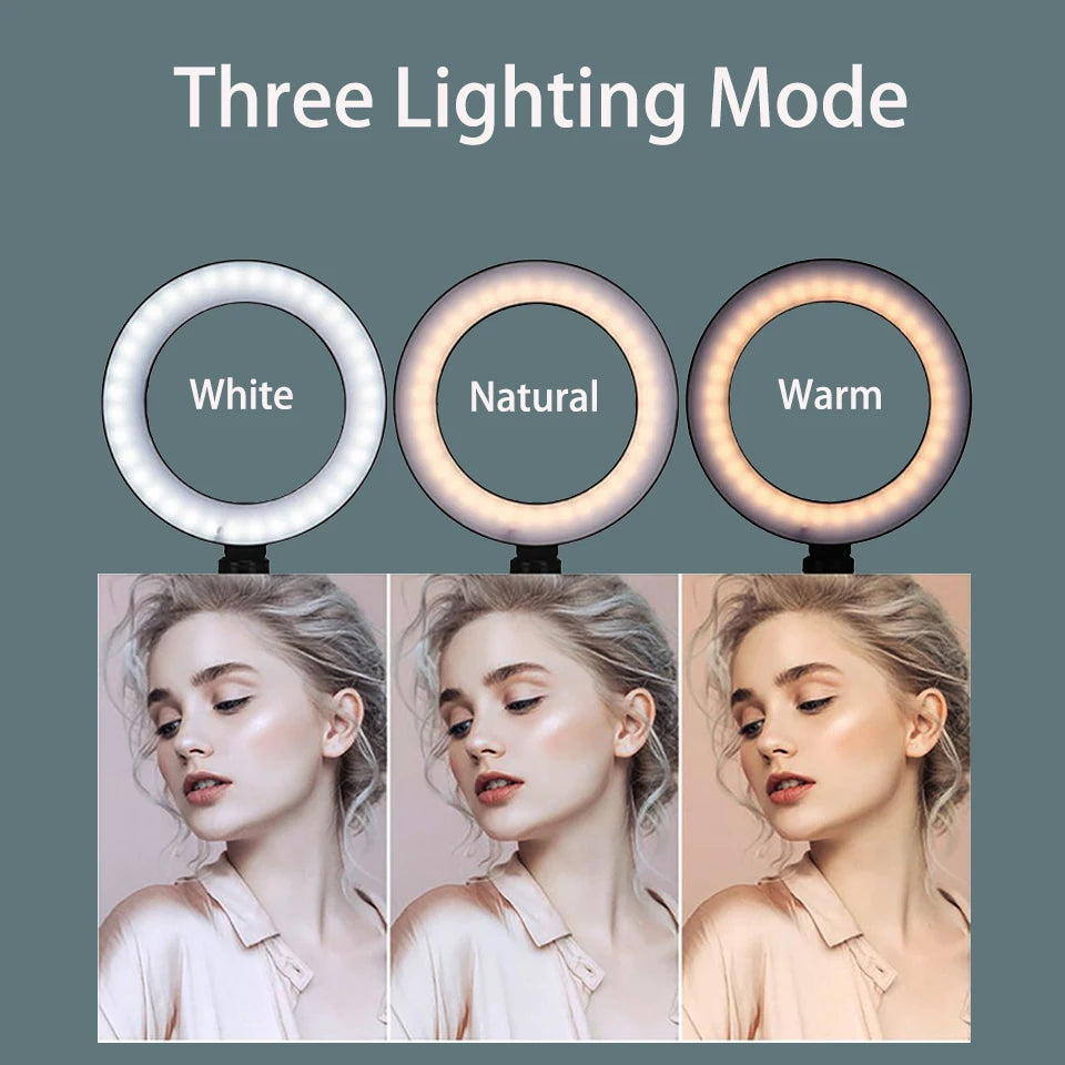 Light up your shots with this 6-inch ring light paired with a sturdy tripod—perfect for flawless selfies, videos, and more!