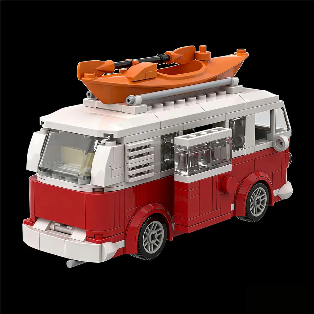 Technical  Creative Vehicle MOC City Camper Travel Trip Car Blocks T1 MOC-Designer Suit Building Party Gifts Holiday C
