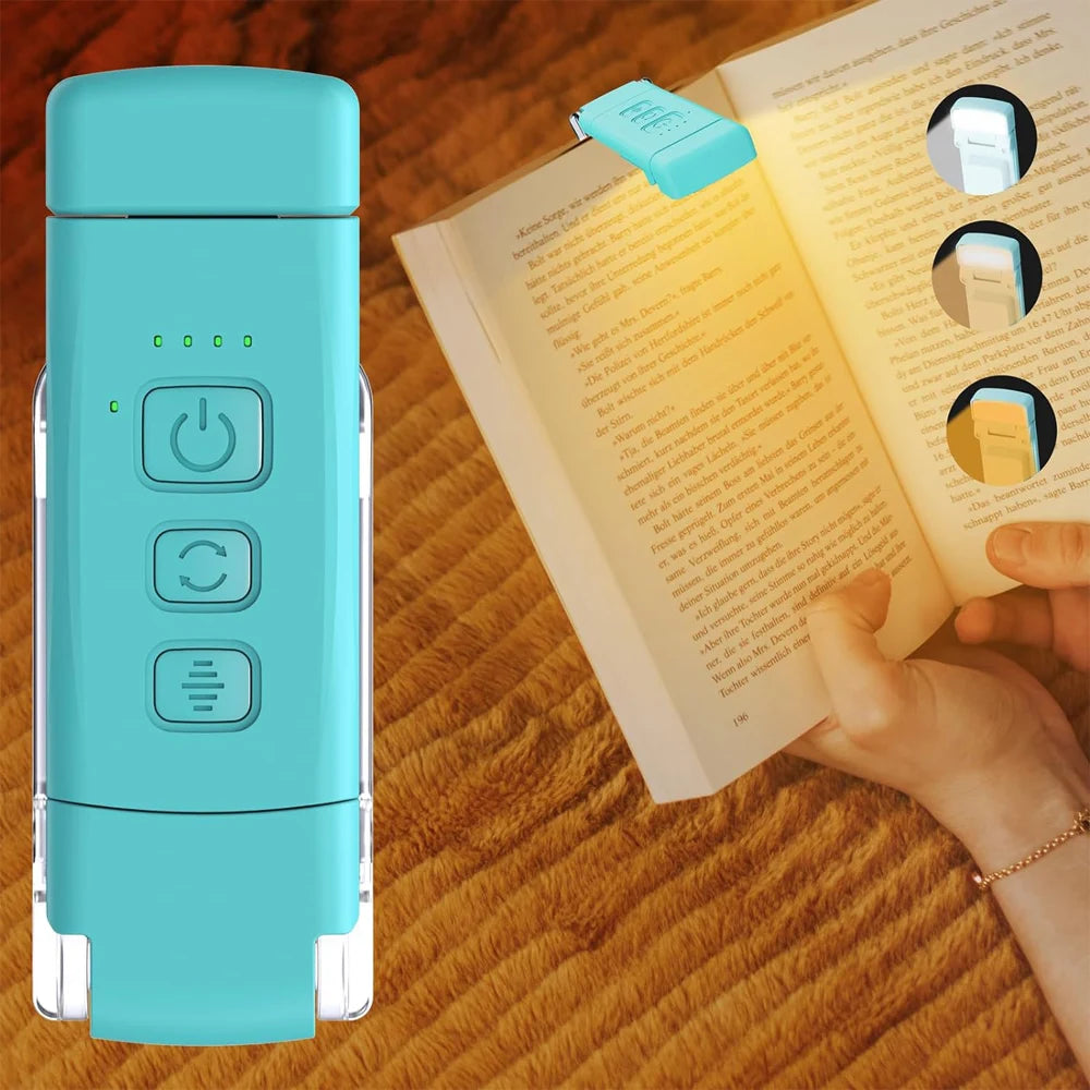 Enjoy late-night reading with this rechargeable book light—features 3 color modes and 5 brightness levels for the perfect cozy glow in bed!