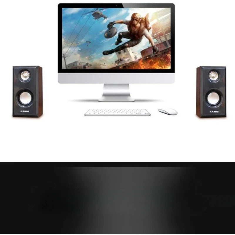 Wooden speakers USB Powered 3.5MM audio jack Surround Sound Wooden Wired Loudspeakers Computer Speakers for Laptop Smartphones