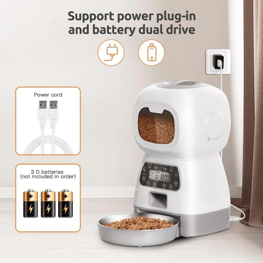 Keep your furry friends well-fed on schedule with this automatic pet feeder featuring a smart timer and durable stainless steel bowl—perfect for cats and dogs!