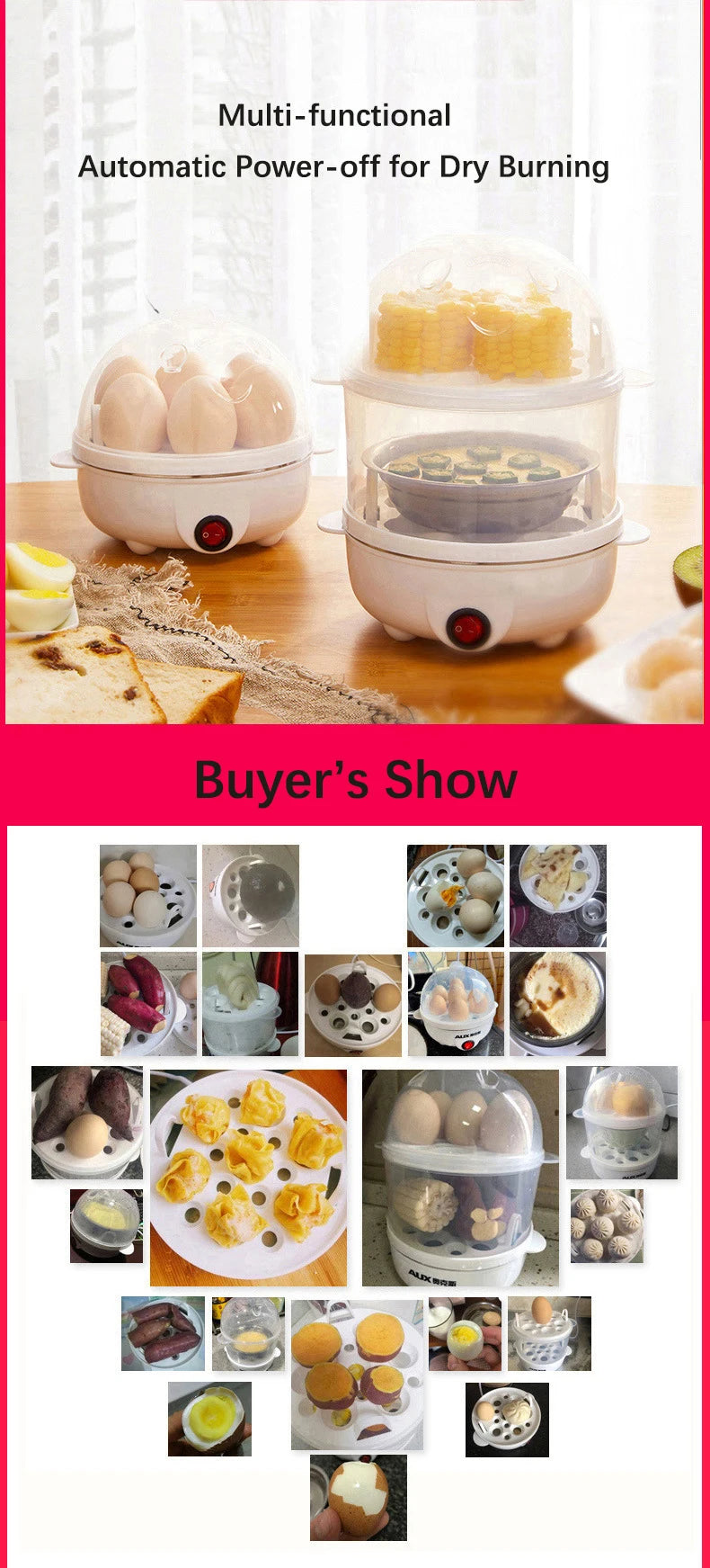 Electric Eggs Cooker Rapid Mini Egg Boiling Machine for Poached Scrambled Omelets Auto Shut Off Kitchen Appliance