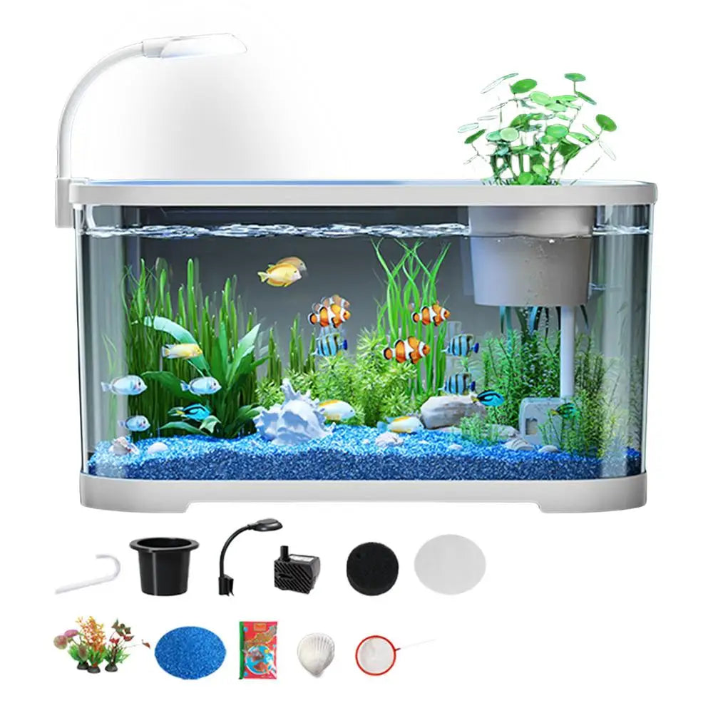 Aquarium Kit Betta Fish Tank For Beginners Desktop Beginner Aquarium Small Household Fish Bowl For Aquatic Animals Betta Turtle