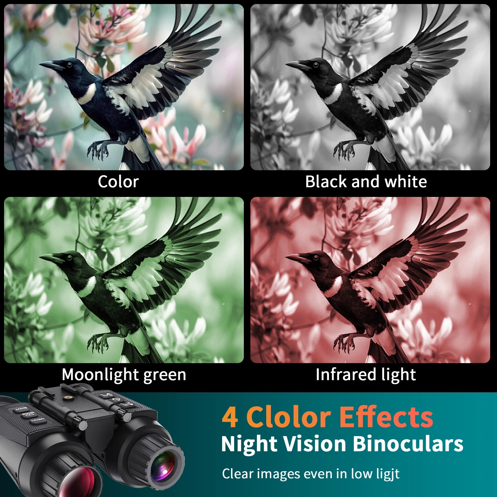 8300 4K Head-Mounted Night Vision Goggles & Binoculars for Adults – Infrared NVG with Manual Focus & 8X Digital Zoom for Hunting, Camping, and Outdoor Surveillance