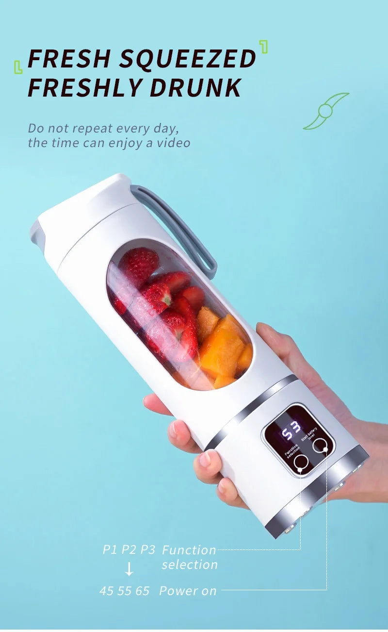 8-blade USB charging, smoothie, kitchen ingredient processor, portable juicer, 3-speed adjustable multi-function mixer juicer