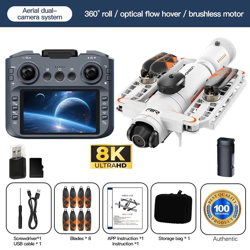 8K HD Dual Camera GPS Obstacle Avoidance 2026 E88 Plus Mini Foldable Drones Brushless Motor RC Quadcopter Toys Gifts For Xiaomi