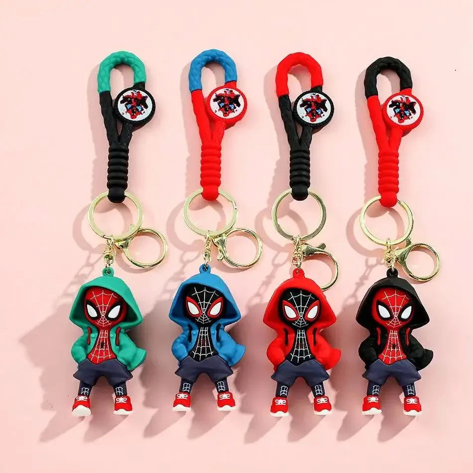 Marvel Spider-Man Silicone Key Ring, Cartoon Character Mini Figurine Keychain, Anime Merch Bag Accessories, Birthday & Holiday P