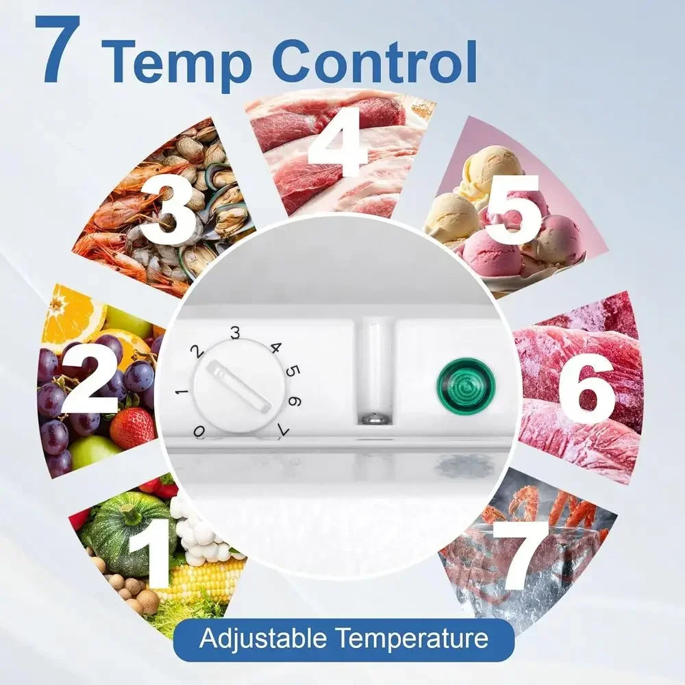 3.5 Cu. Ft. 7-Setting Chest Freezer, Portable Deep Freezer with Removable Basket, Ideal for Kitchen, Office, RV, and Restaurants
