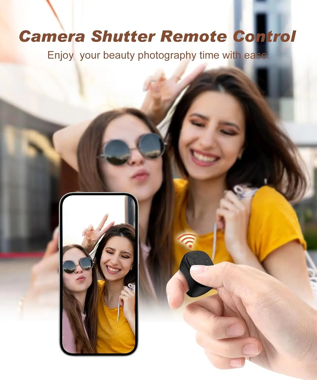 Scroll, snap, and control with ease using this TikTok scrolling ring! Compatible with iPhone, iPad, and Android devices via Bluetooth. Features remote page turning, camera shutter, short video, and music controls—all from your finger!