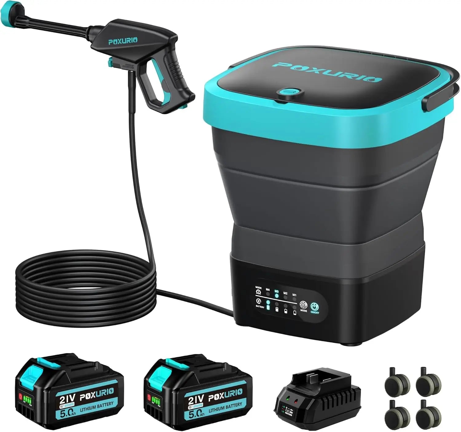 Portable Cordless Pressure Washer for Car Washing and Patio, with 750PSI, 4.5Gal Tank and 2x5.0Ah Battery