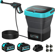 Portable Cordless Pressure Washer for Car Washing and Patio, with 750PSI, 4.5Gal Tank and 2x5.0Ah Battery