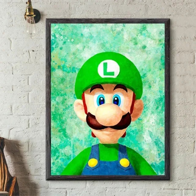Super Marios Bros Poster Anime Luigi Yoshi Room Wall Canvas Painting Posters Kawaii Background Decoration Art Wall Pai
