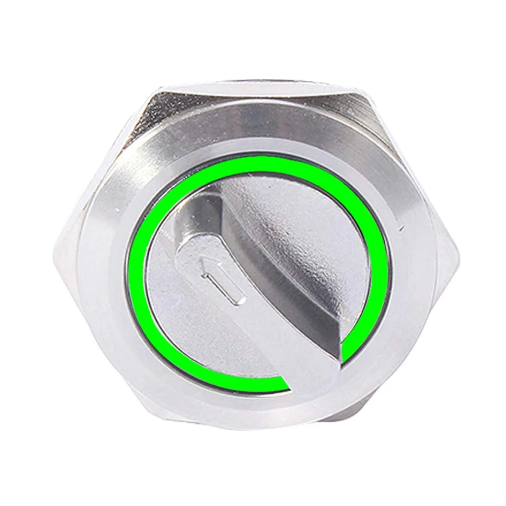 22mm 2/3 position Metal Selector Latching Push Button knob Rotary Switch DPDT SPDT 12V LED Illuminated 1NO1NC/2NO2NC ON OFF lock