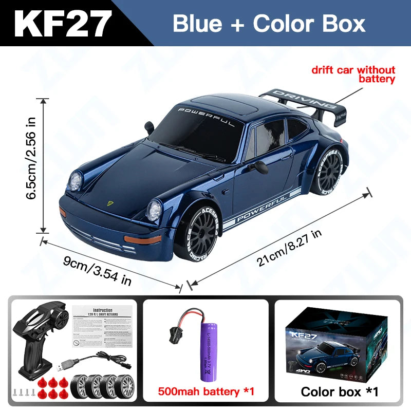 KF27 1:20 RC Drift Car With LED Light 4WD Radio Remote Control Vehical Professional 4x4 Racing High Speed Toy for Kids Best Gift