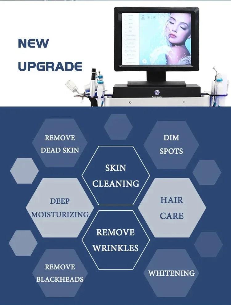 Hot selling 14 in 1 Diamond Peeling Hydro facial machine water jet Aqua facial Vacuum Skin Care Cleaning lifting bubble spa