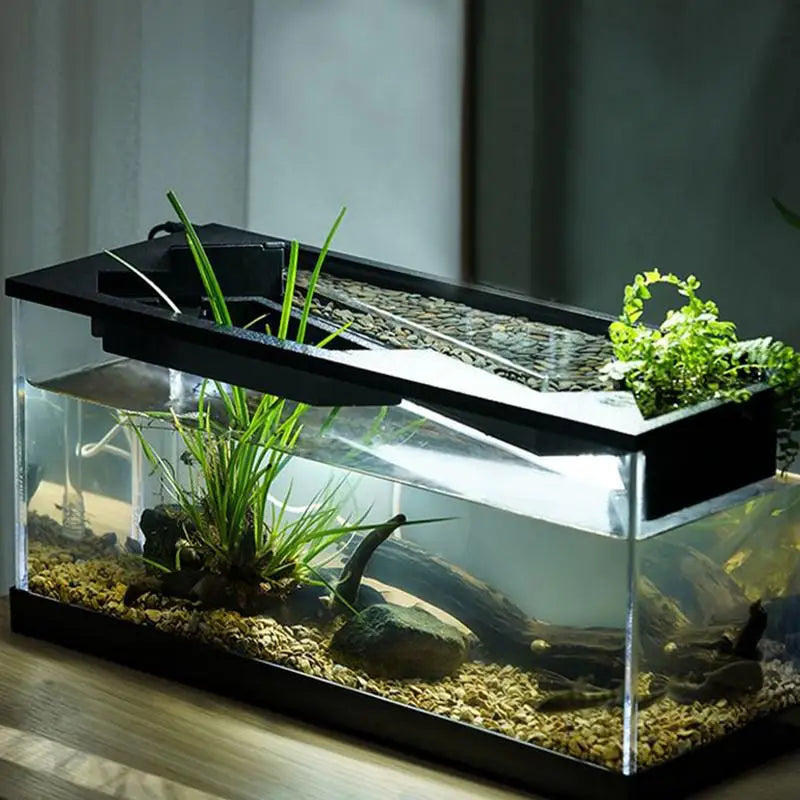Small Fish Tank Acrylic Clear Desk Aquarium with Filter Fish Tank Starter Kits with Air Pump for Tabletop Living Room Studio Dec