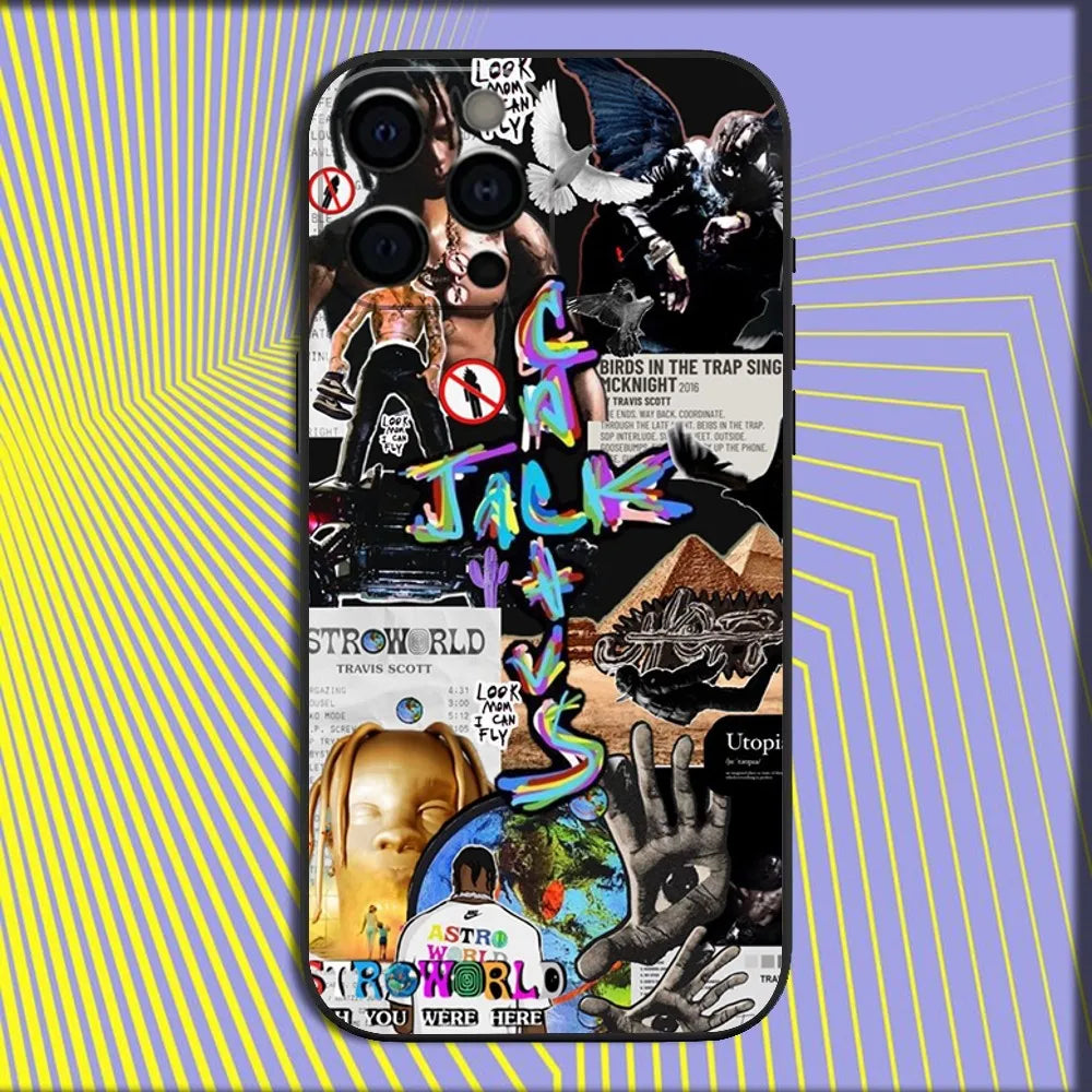 Travis Scott Cactus Jack Phone Case For iPhone 16 15 14 13 12 11 Pro Max Mini X XS SE 7 8 Plus 16E Shockproof Soft Cover Fundas
