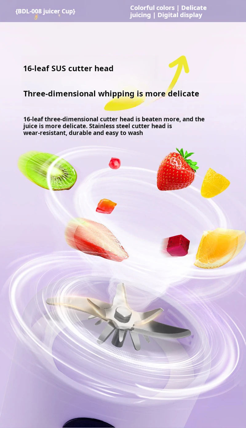 Blend on the go with this portable, USB rechargeable cordless mini juicer mixer—perfect for fresh smoothies anytime, anywhere!