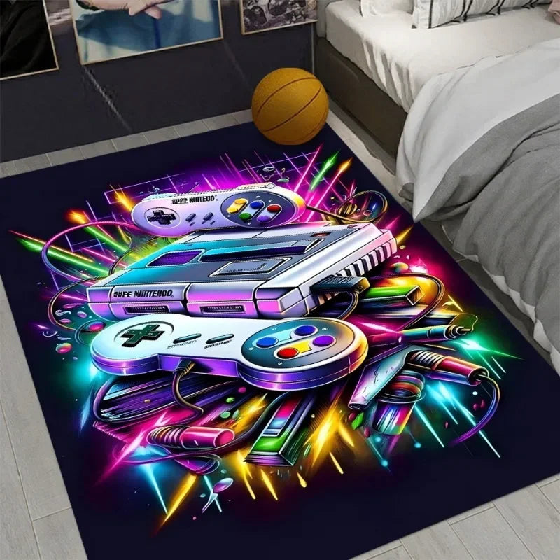 VIKAMA Gamer Rug with Controller Design Carpet for Game Room Gaming Rug for Boys Room  Home Decor Non-slip Switch Gaming Mat