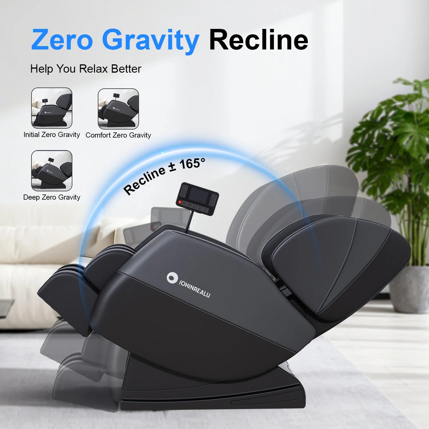 Zero Gravity Full Body Massage Chair - 10 Fixed Rollers, with Heating, Foot Massage, and Touchscreen Controls
