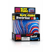 NeeDoh Nice Cube Swirlin’ USA Limited Edition - Sensory Toy with a Super Solid Squish - Unique Swirling Color Blend