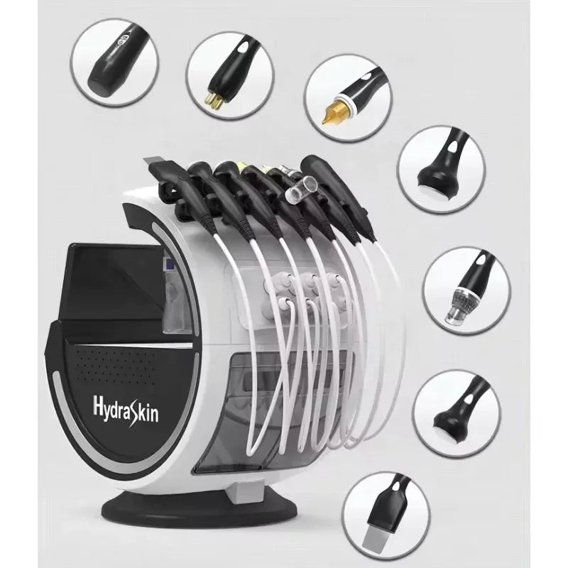 Revitalize your skin with the Hydra Dermabrasion H2O2 machine, combining skin-cleansing facial oxygenation, Aqua Peel exfoliation, RF technology for wrinkle removal, and advanced skin care for a refreshed and radiant complexion!