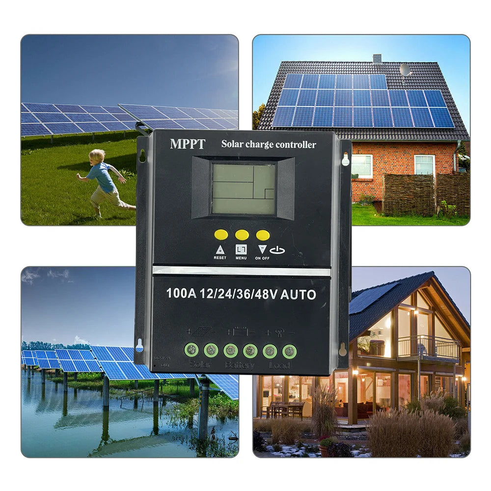 Efficiently manage your solar power system with this 100A/80A/60A MPPT/PWM solar charge controller—compatible with 12V, 24V, 36V, and 48V systems for reliable battery charging and protection.