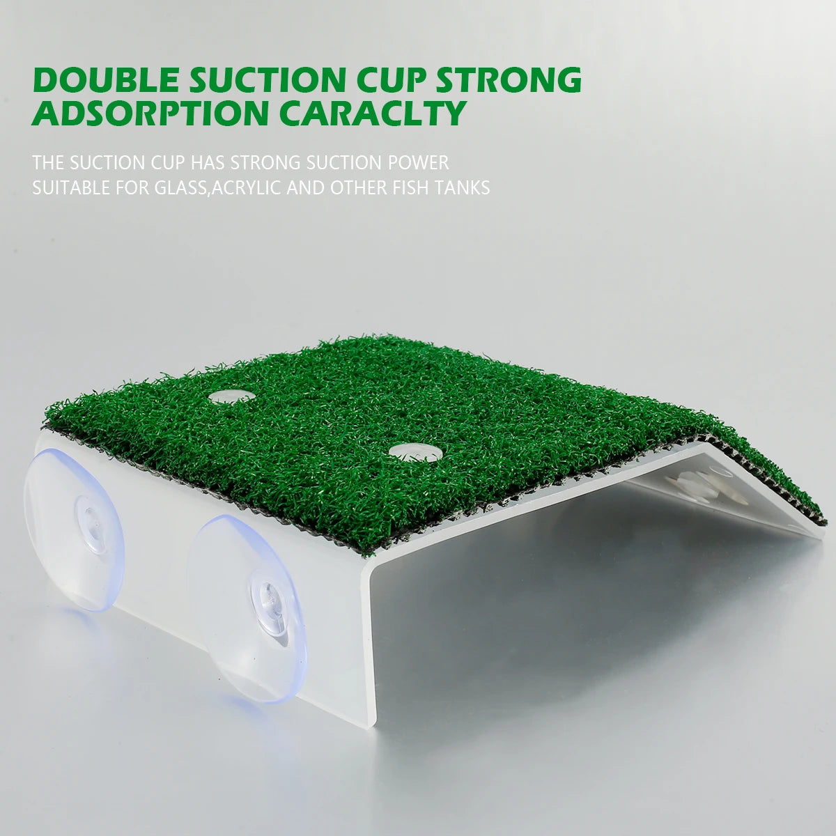 Fish Tank Lawn Turtle Basking Platform Turtle Climbing Platform with Suction Cup Simulation Turf Turtle Ramp Ladder for Aquarium