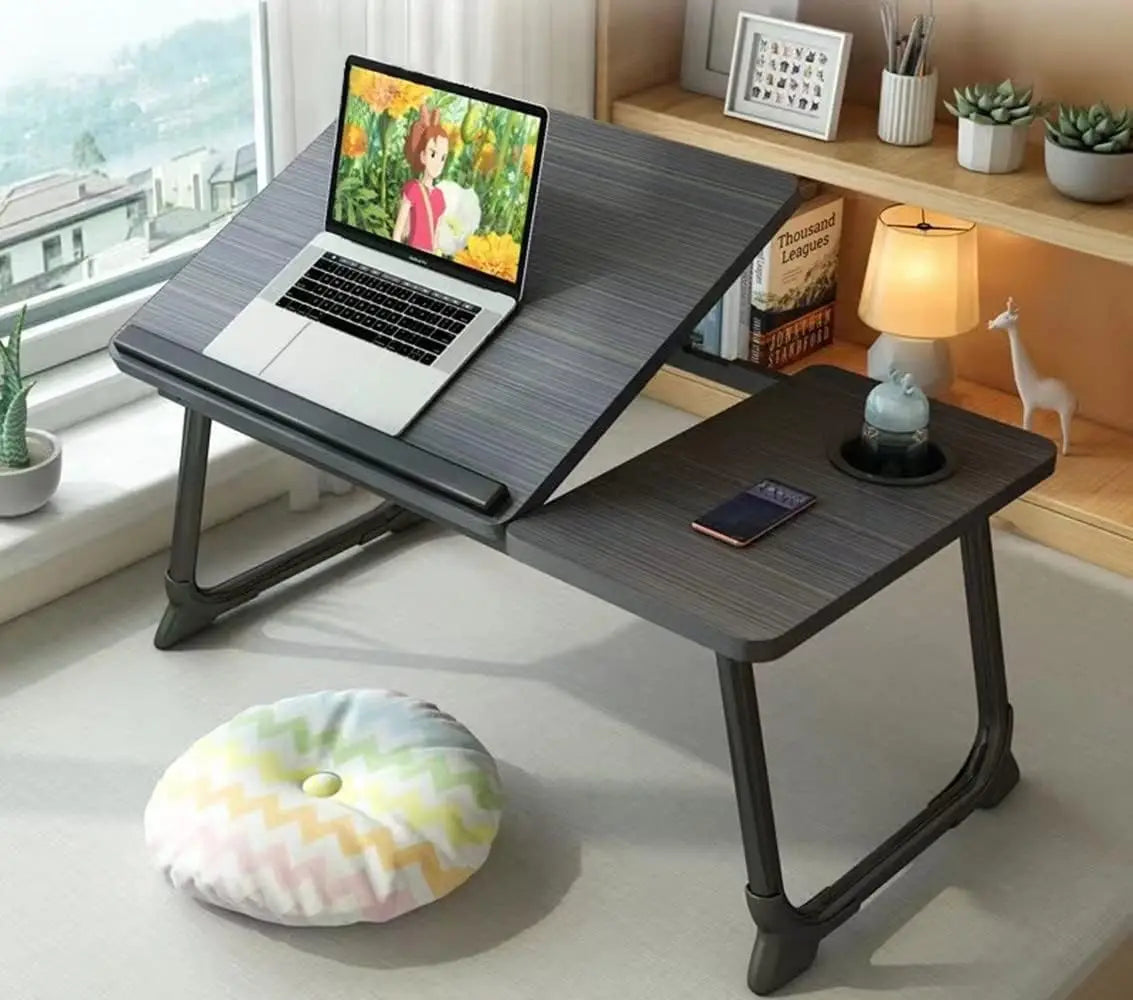 Laptop Desk for Bed Couch,Lap Desk for Laptop,Portable Laptop Stand for Desk,Small Adjustable Laptop Desk,Foldable Bed Table for Laptops and Writing, Bed Tray Table with Cup Holder