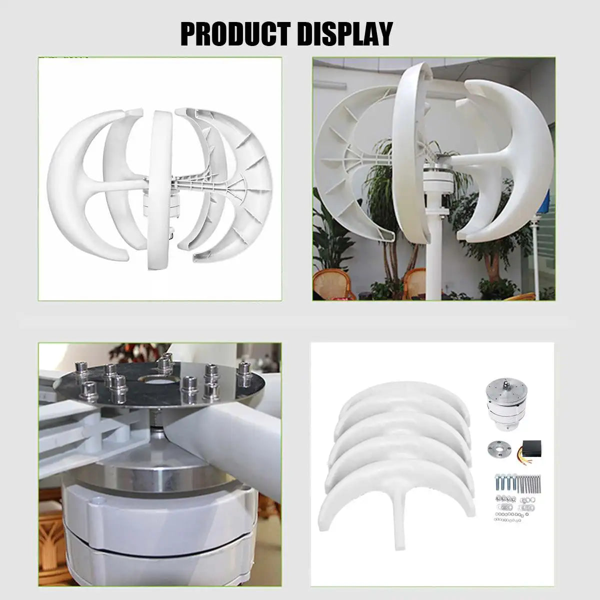 1000W 1KW Vertical Axis Wind Turbine 12V 24V 48V Wind Generator CE Certified Free Energy Low Speed Start Off Grid for Home Use