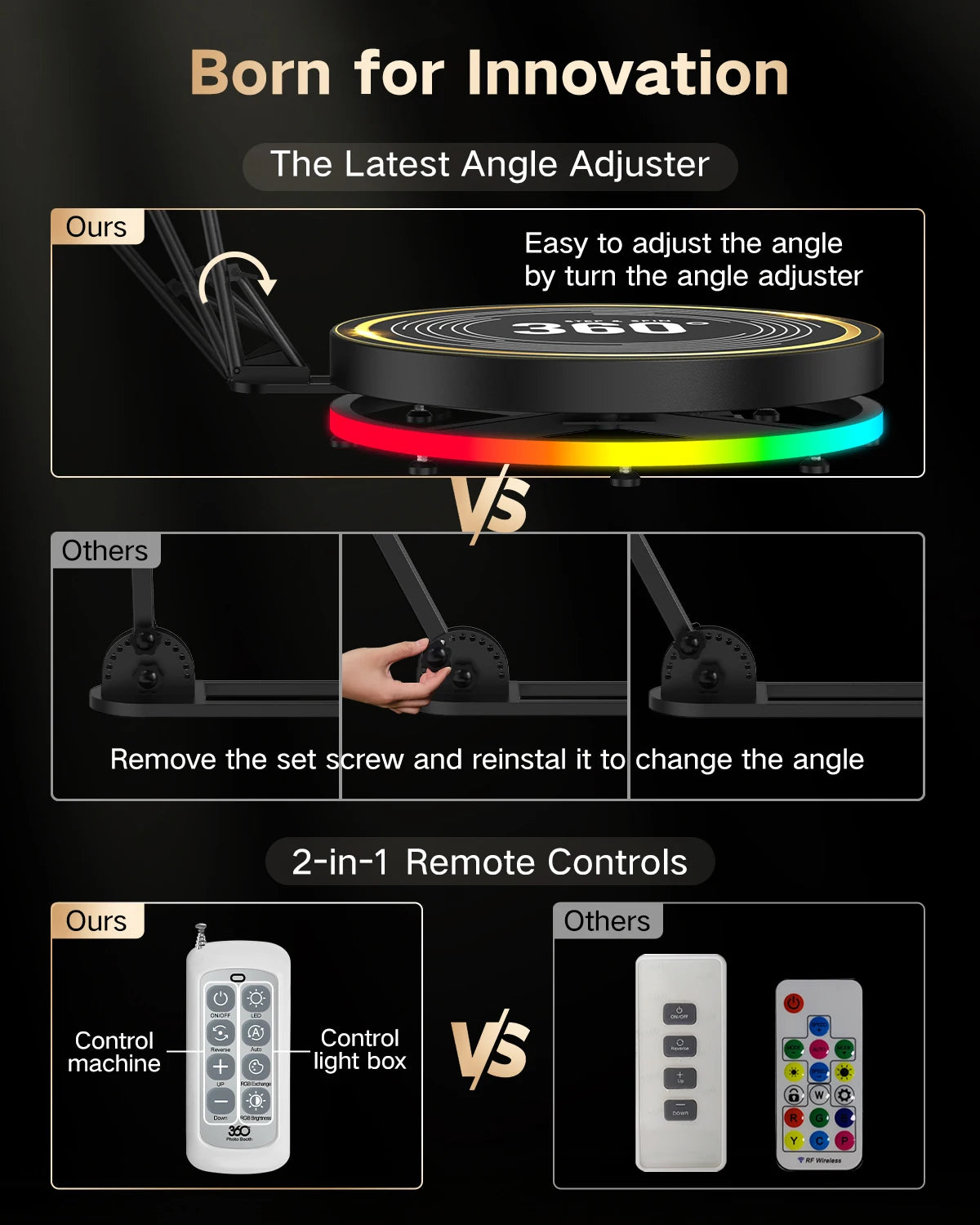 360 Photo Booth for Video with App Control Rotating 360photo Booth Degree Photobooth Machine with RGB Ring Light for Party Event