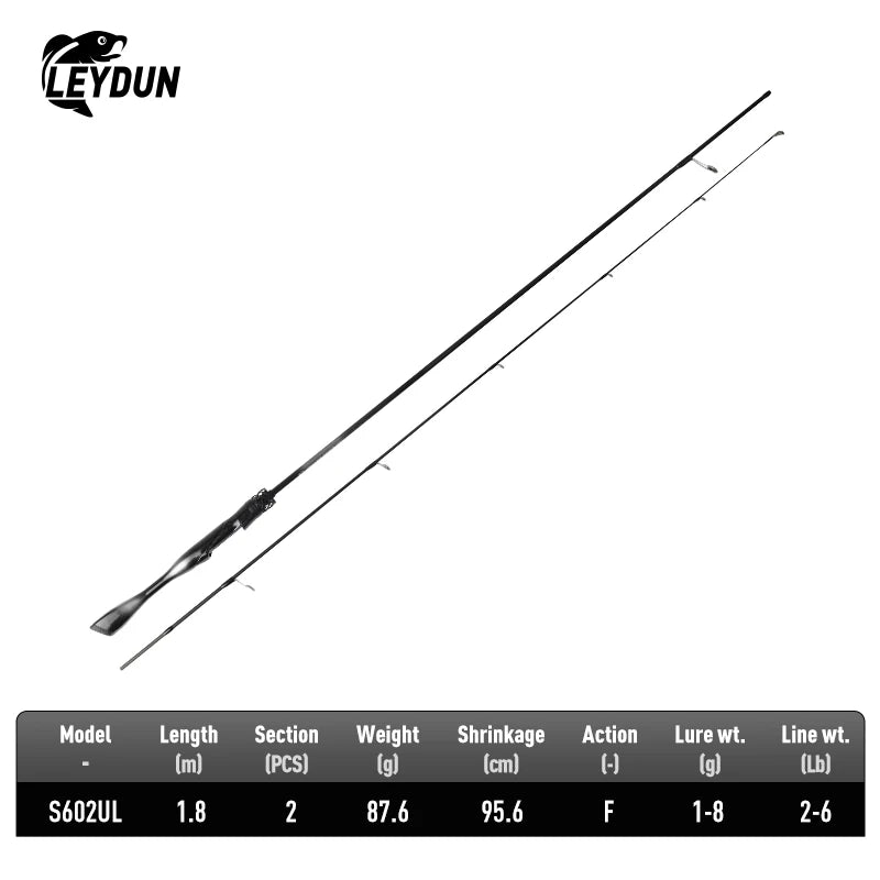 LEYDUN Black Creek Fishing Rod 2 Section Spinning Casting 1.5/1.68/1.8m Travel Rod Baitcasting Ultralight Carbon Fiber Pole Rod