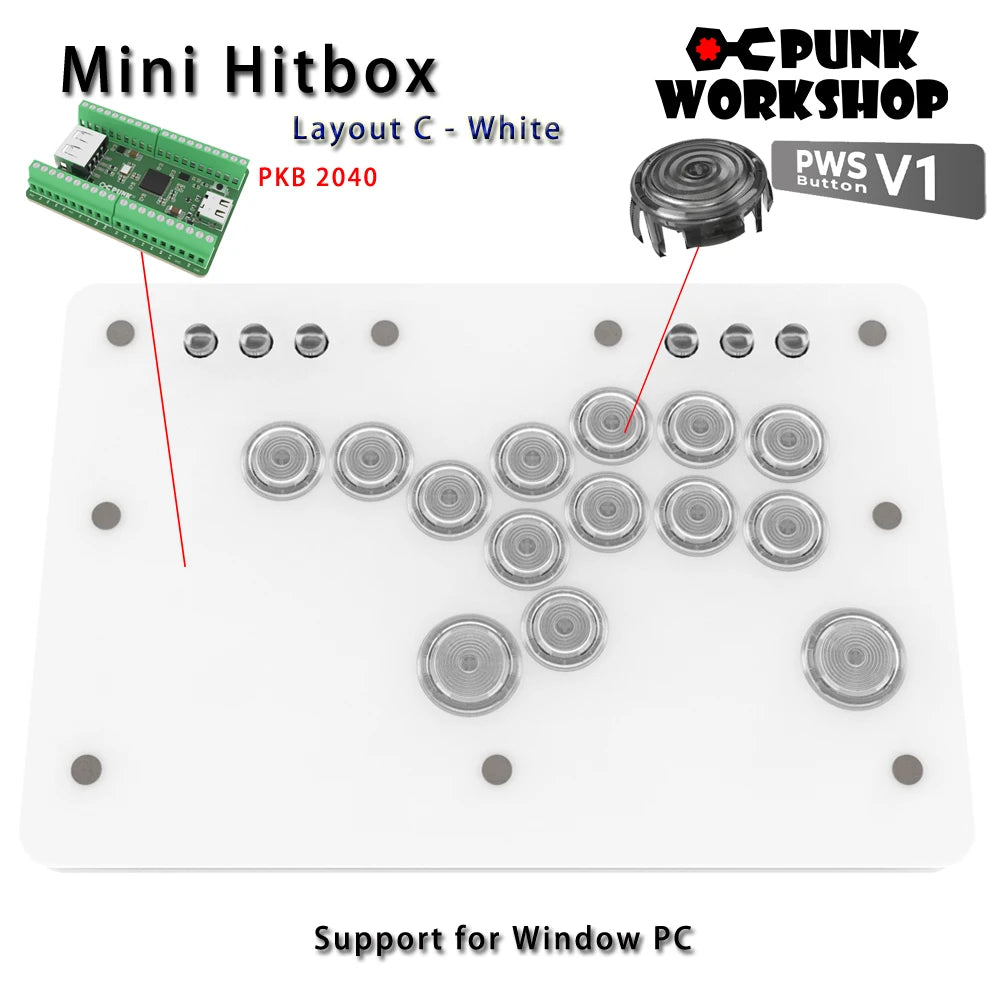 Punk Workshop Mini HitBox SOCD Fighting Stick Controller Newest Version Support Switch/PC (Windows®11 / 10) Handle Fight Console