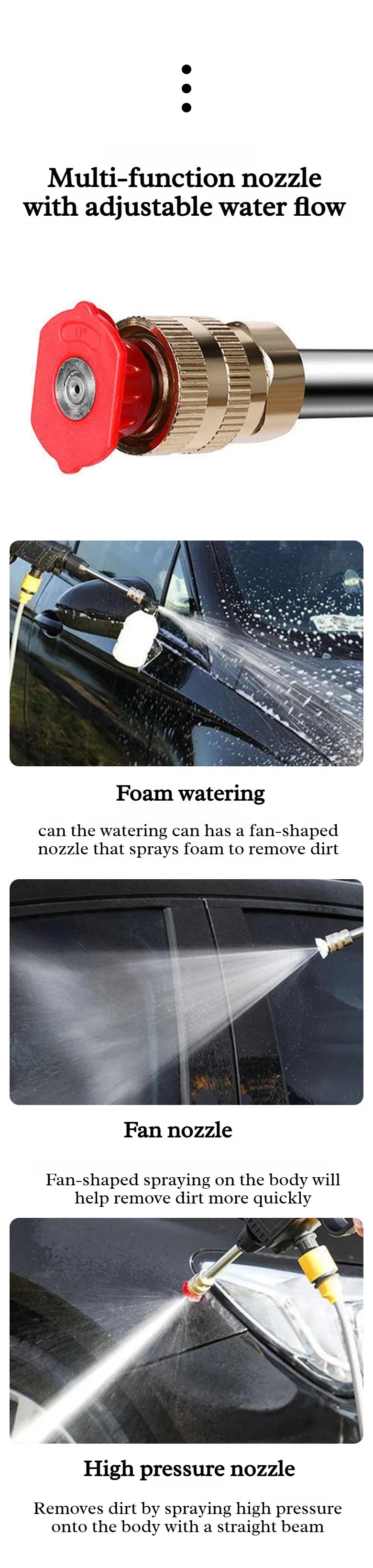 EU Plug High Pressure Electric Washer High Power Household Multifunction Wireless Car Washer for Car&Floor Washing Cleaning Tool