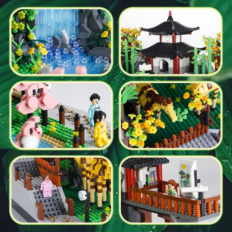 5000PCS Zoo Complex Park Building block toy set Large zoo, decorative miniature building block toy