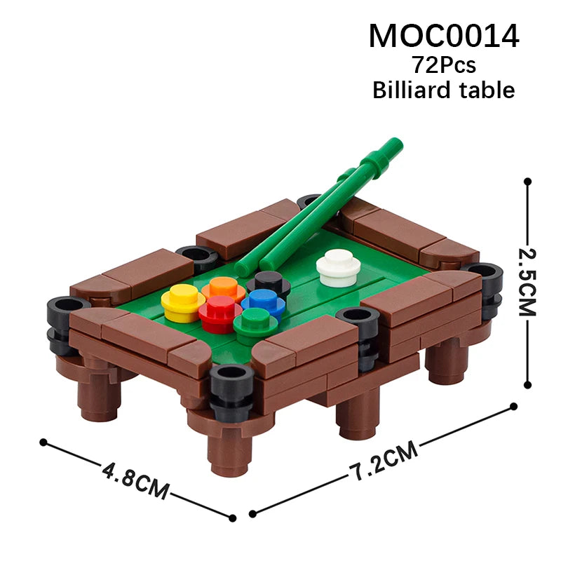 MOOXI City Furniture Bed Computer Desks Billiard Table Mahjong Table DIY Diorama Adult Building Block Set Children Toy MOC Brick
